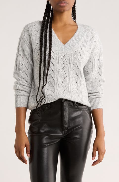 V-Neck Pointelle Sweater