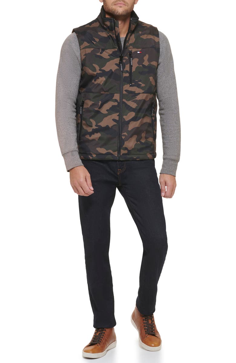 Tommy Hilfiger Water Resistant Faux Shearling Lined Quilted Vest, Alternate, color, Camouflage