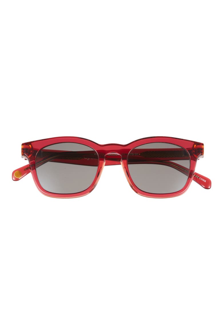 Humble Narrator 49mm Small Polarized Square Sunglasses, Main, color, RED / ORANGE CRYSTAL/ GREY