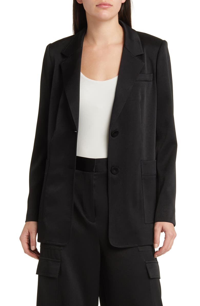 KOBI HALPERIN Notch Lapel Satin Blazer, Main, color, 