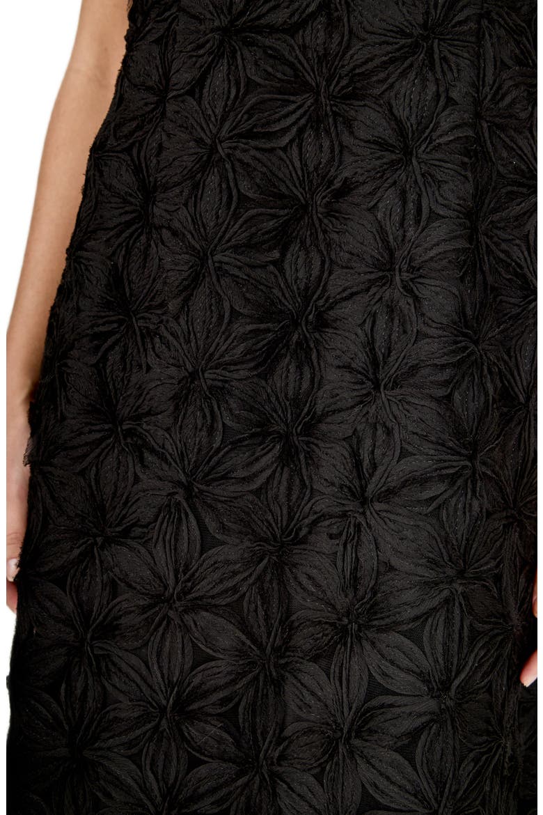 Textured Floral Midi Dress, Alternate, color, BLACK