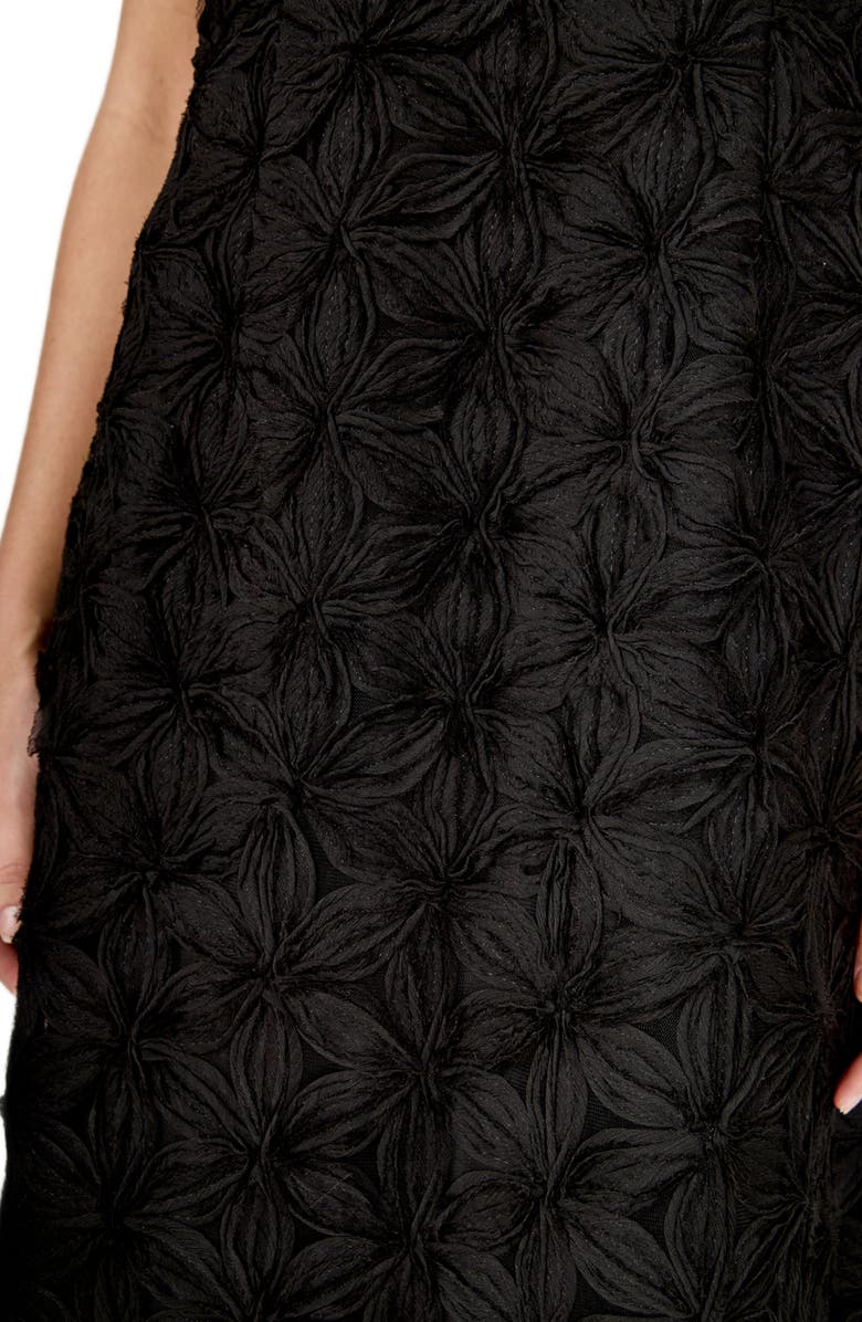 Endless Rose Textured Floral Midi Dress, Alternate, color, Black