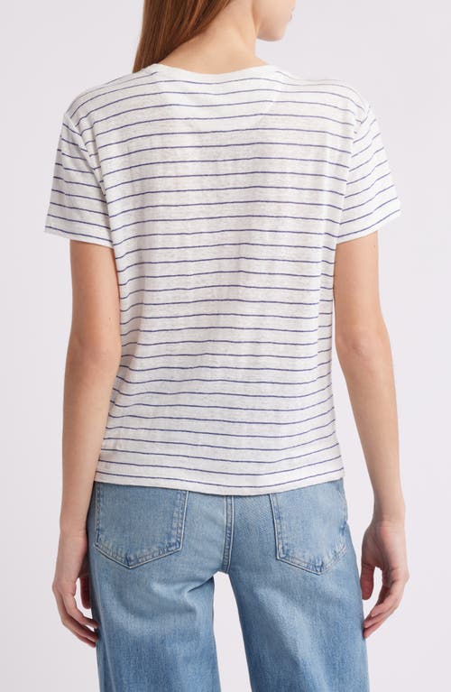 Frame The Stripe Linen Baby T-shirt In Navy Multi