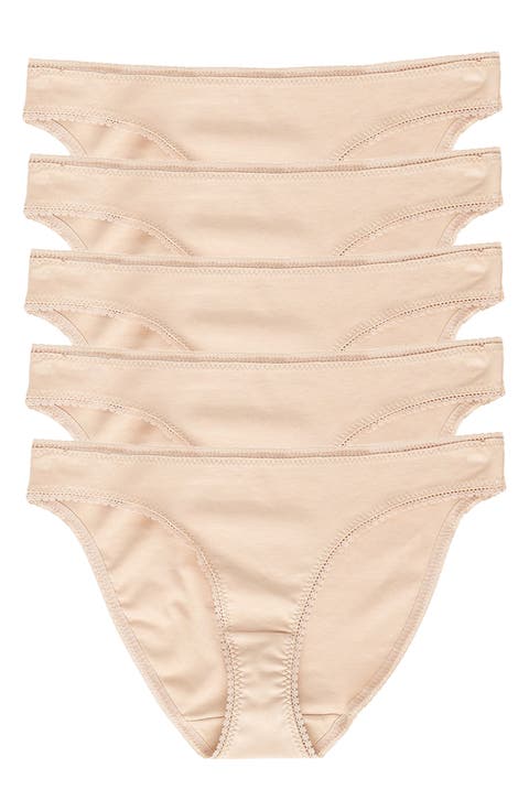 5-Pack Cabana Stretch Cotton Hip-Bikinis