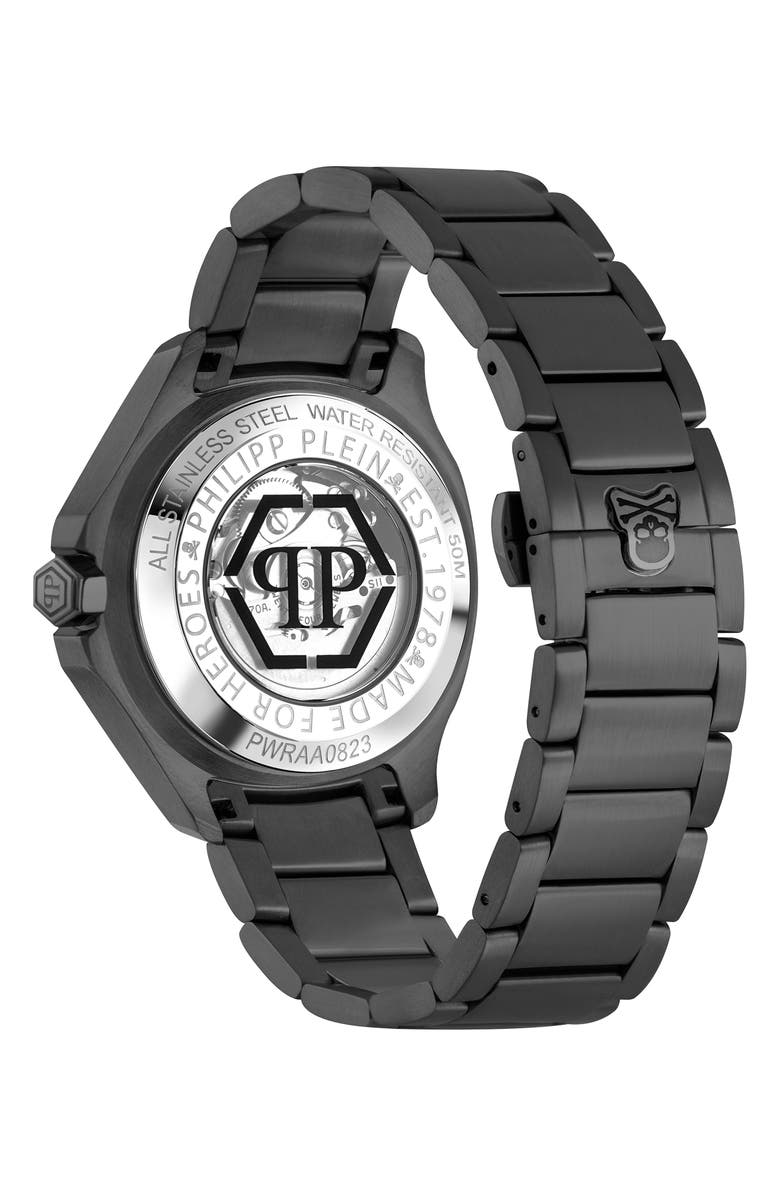 PHILIPP PLEIN Skeleton Spectre Bracelet Watch, 42mm, Alternate, color, Ip Black