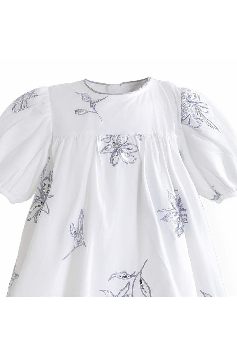 Whisper Embroidered Puff-Sleeve Dress, Alternate, color, White