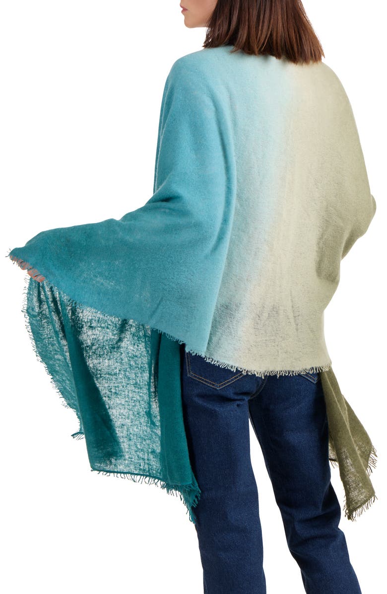 Amicale Dip Dye Cashmere Scarf, Alternate, color, Teal/ Olive