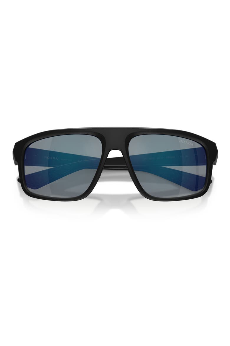 59mm Shield Sunglasses, Alternate, color, MATTE BLACK / GREY BLUE/ RED