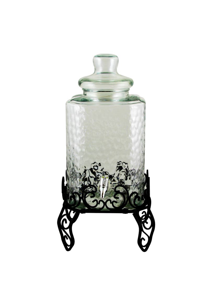 3 Piece 2.25 Gallon Square Glass Beverage Dispenser, Alternate, color, Clear
