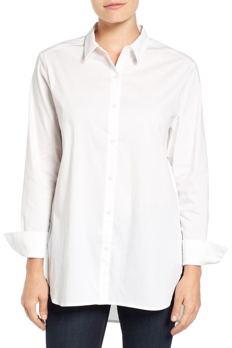 Poplin Boyfriend Shirt, Main, color, WHITE