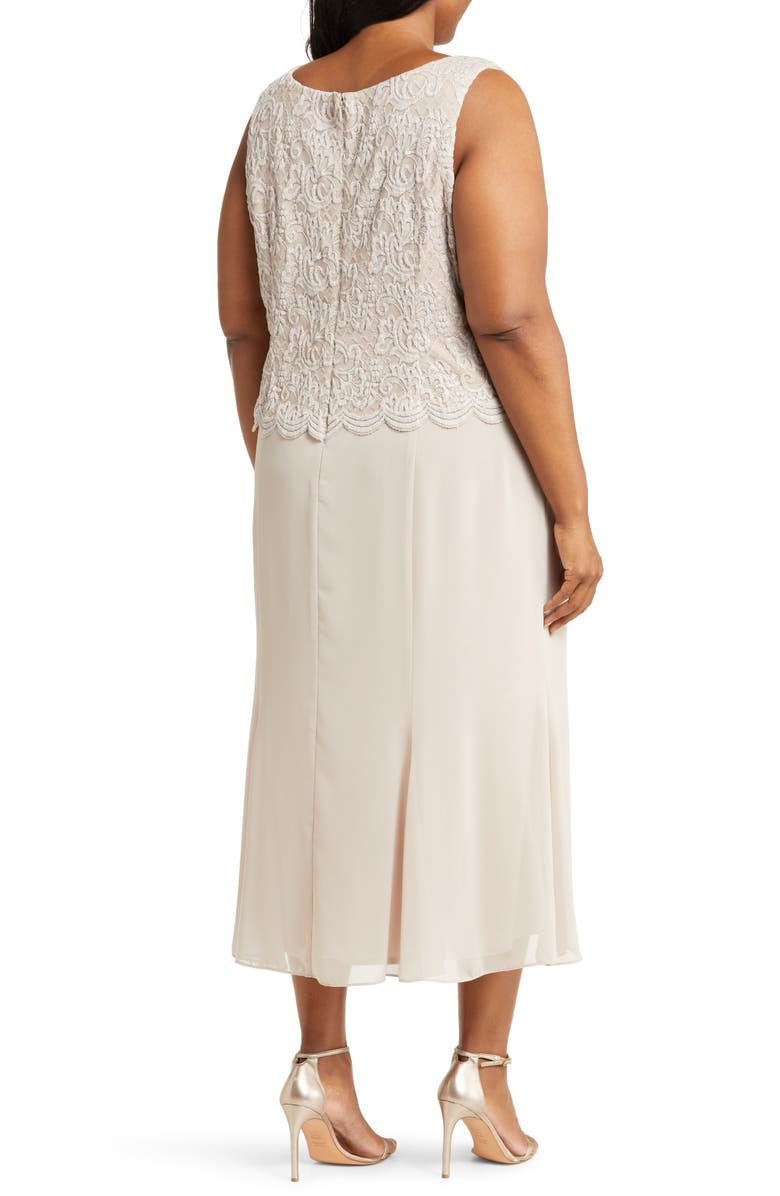 Alex Evenings Metallic Lace & Chiffon Dress with Matching Jacket, Alternate, color,