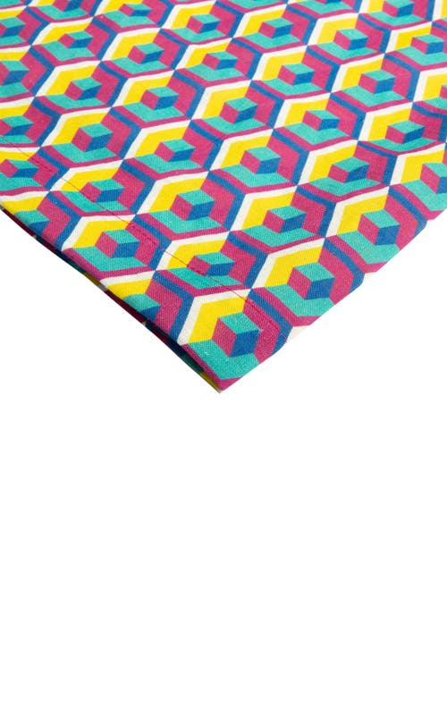 La Doublej Large Tablecloth (180x350) Cubo Giallo/fuxsia In Cubo Giallo/fuxsia