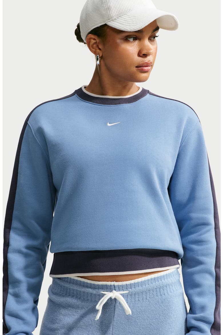 Long Sleeve Knit Crewneck Top, Alternate, color, WORK BLUE/ GRIDIRON