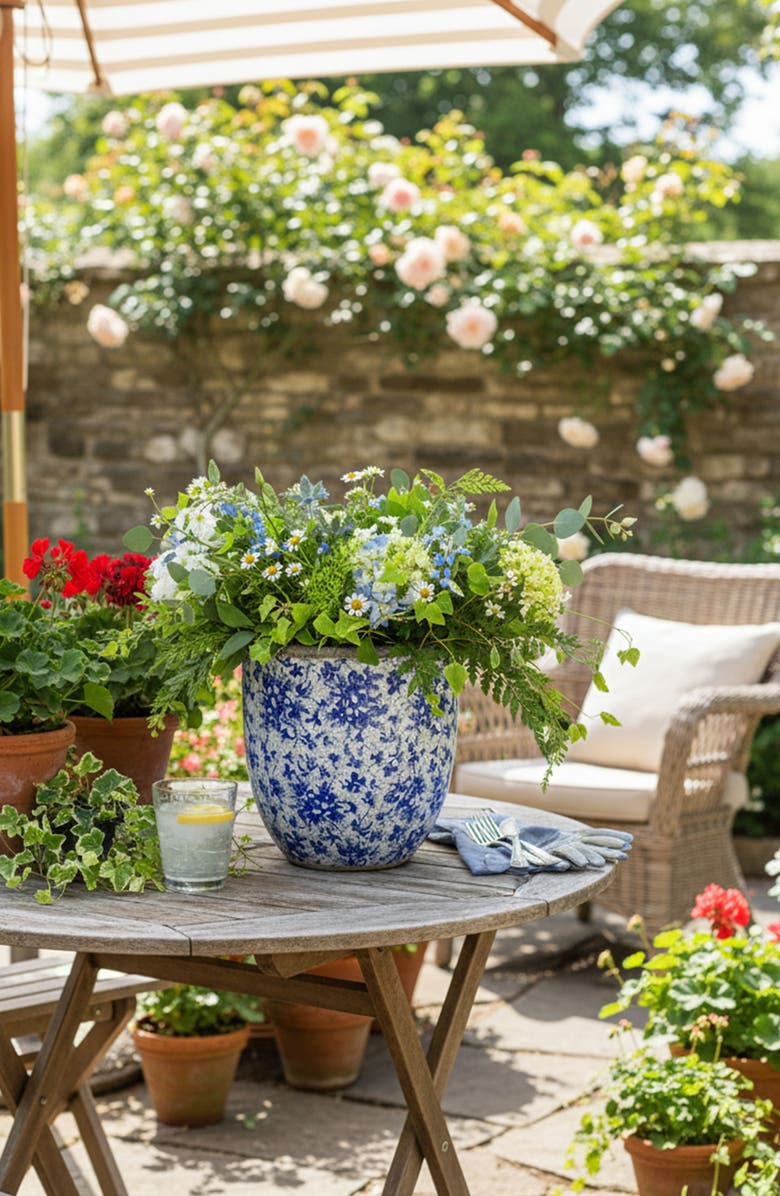 A & B Home Lilibeth Tall Planter, Alternate, color, Blue