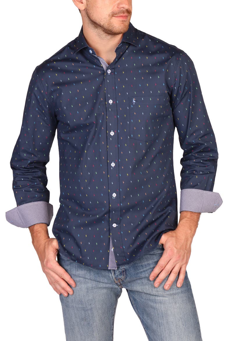 Classic Fit Stretch Cotton Button-Down Shirt, Alternate, color, NAVY