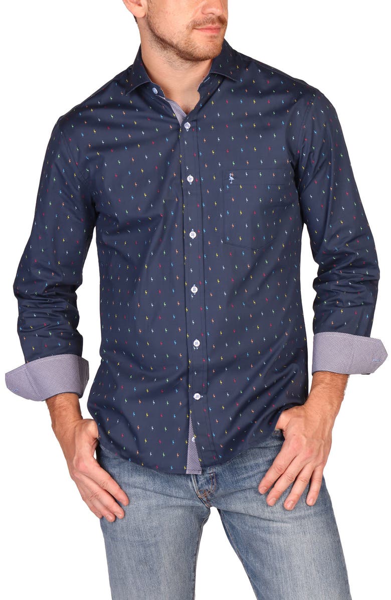 TailorByrd Classic Fit Stretch Cotton Button-Down Shirt, Alternate, color, Navy