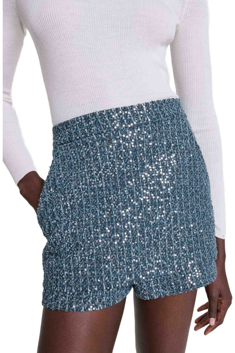 Tweed illusion shorts, Alternate, color, Blue silver