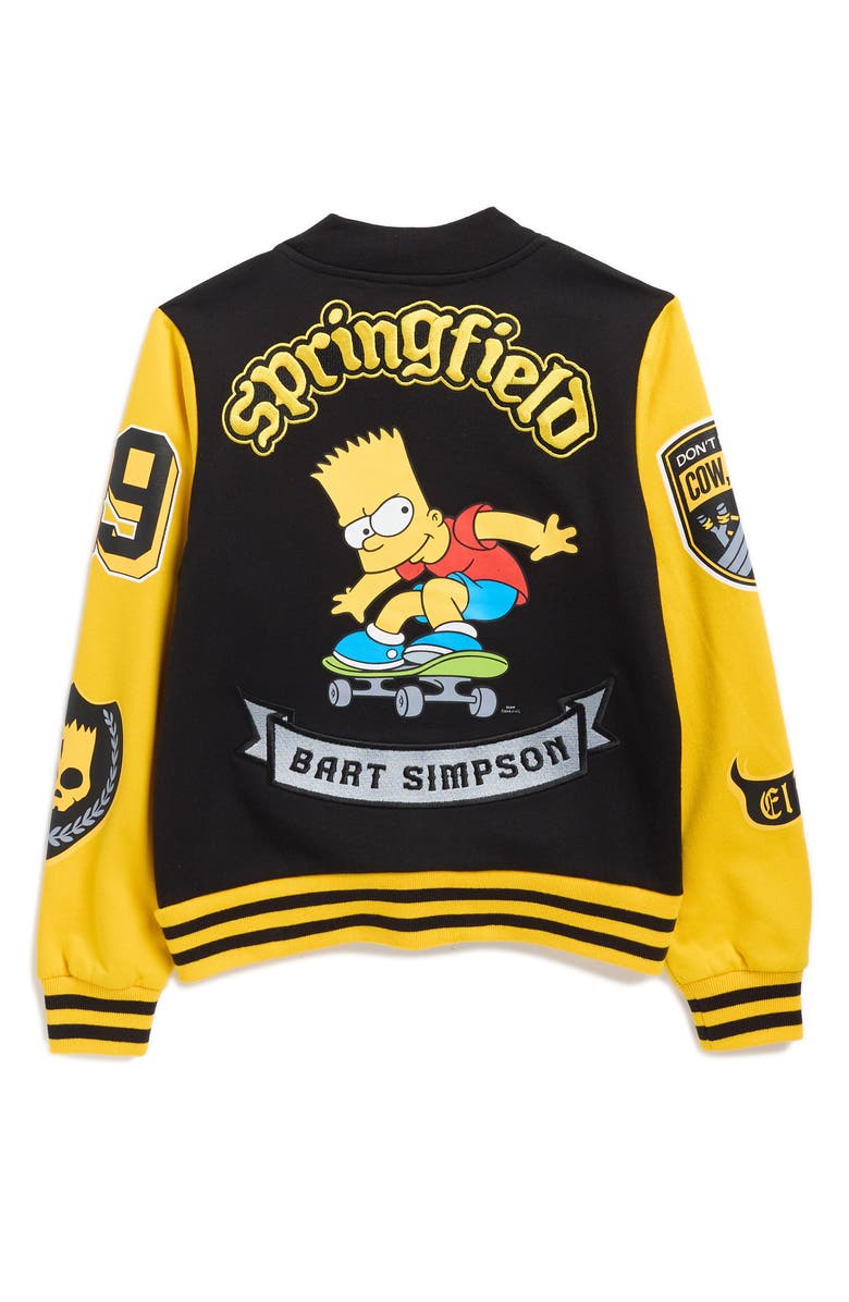 Freeze Kids' The Simpsons Bart Varsity Jacket, Alternate, color, Black/ Yellow