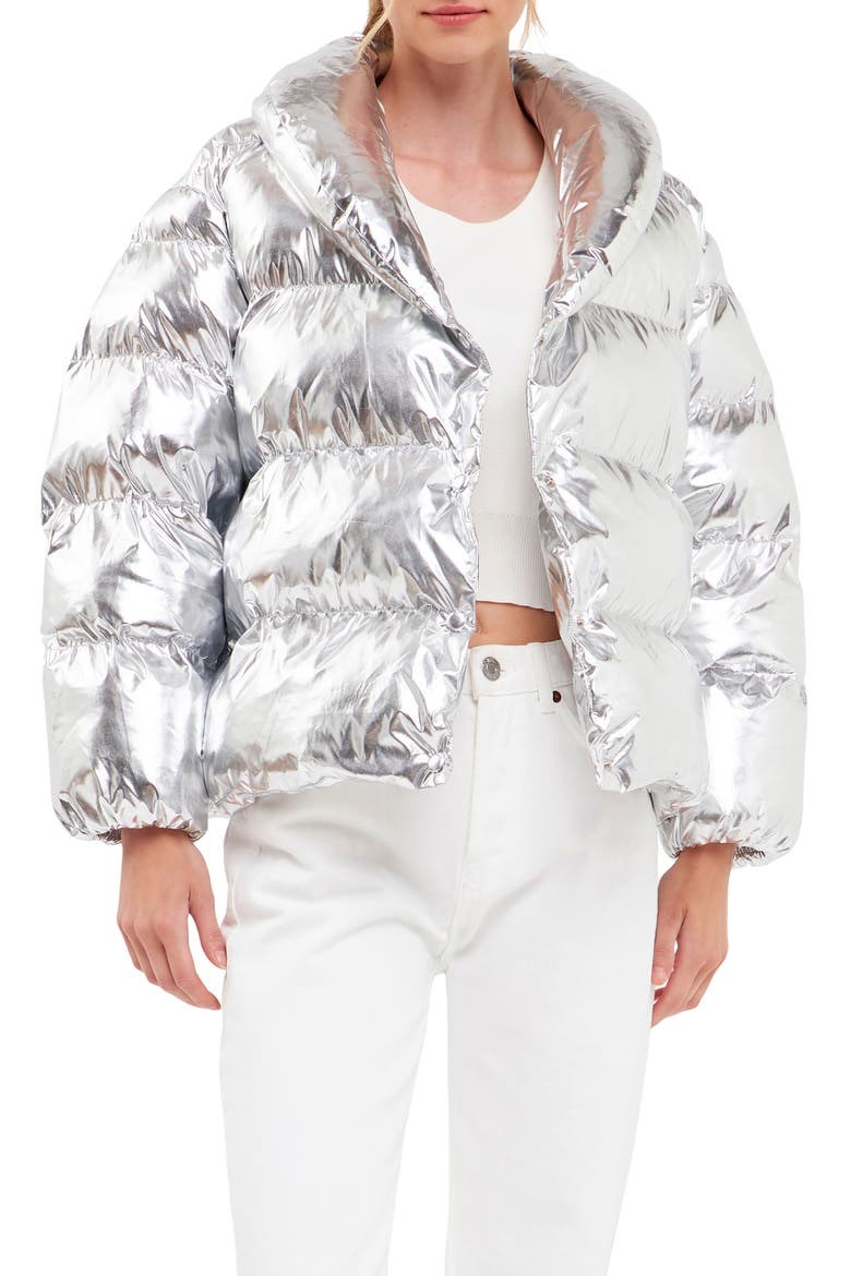 Belted Puffer Jacket, Alternate, color, METALLIC
