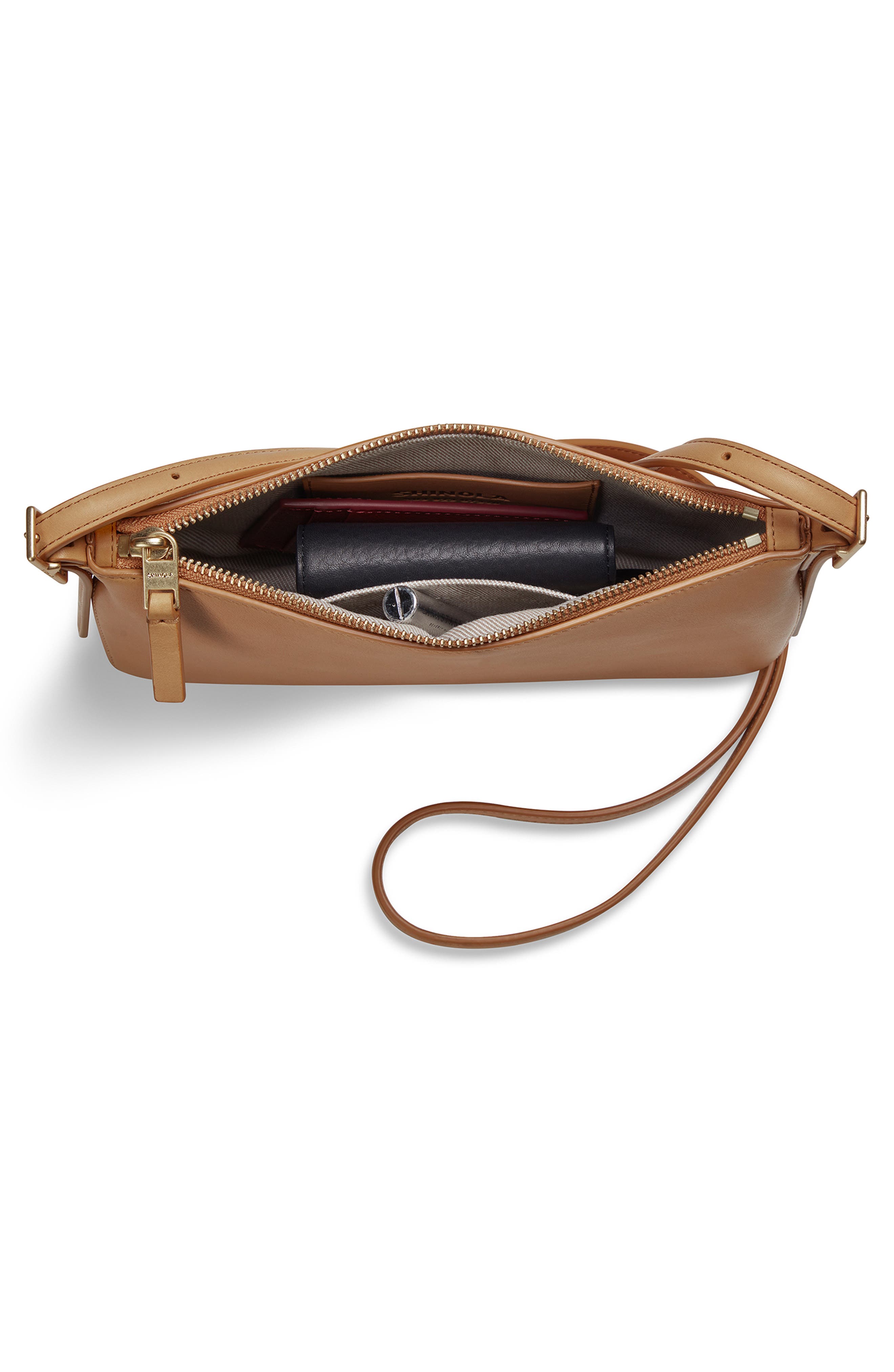 Shinola Small Bixby Accordion Leather Crossbody Bag, Alternate, color, Honey