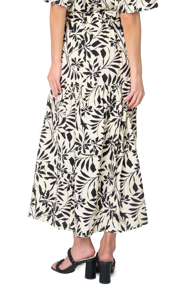 GIBSONLOOK Playa Floral Tiered High Waist Maxi Skirt, Alternate, color, Ivory