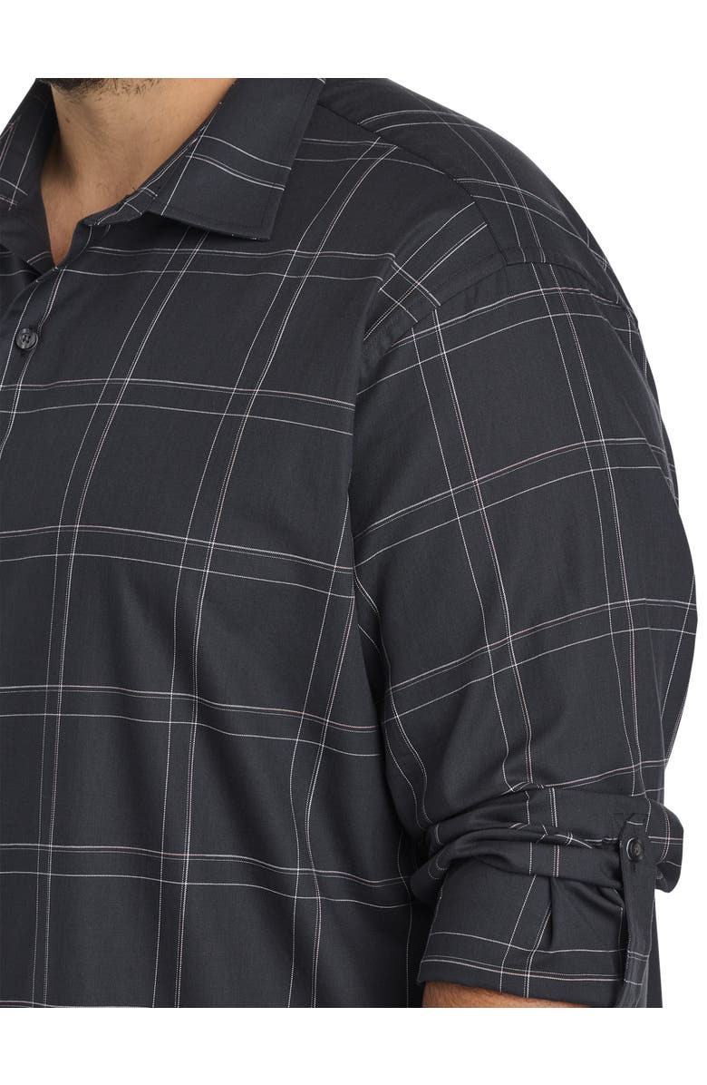 Synrgy by DXL Big & Tall Large Plaid Roll-Tab Sport Shirt, Alternate, color, Black