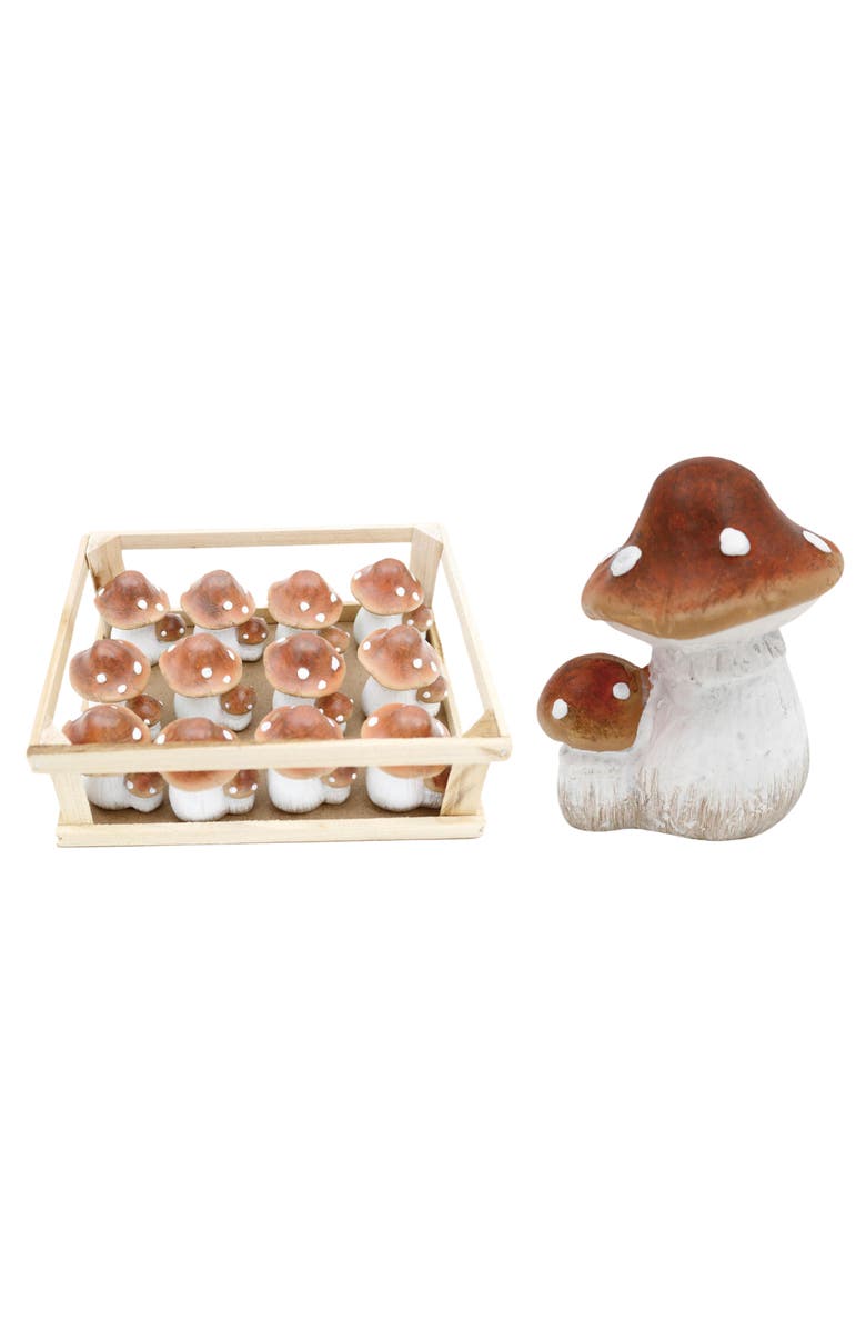Transpac Resin Mushroom Couple Crate Set of 12 Spring Home Decorations Decorative Objects, Main, color, Multicolored