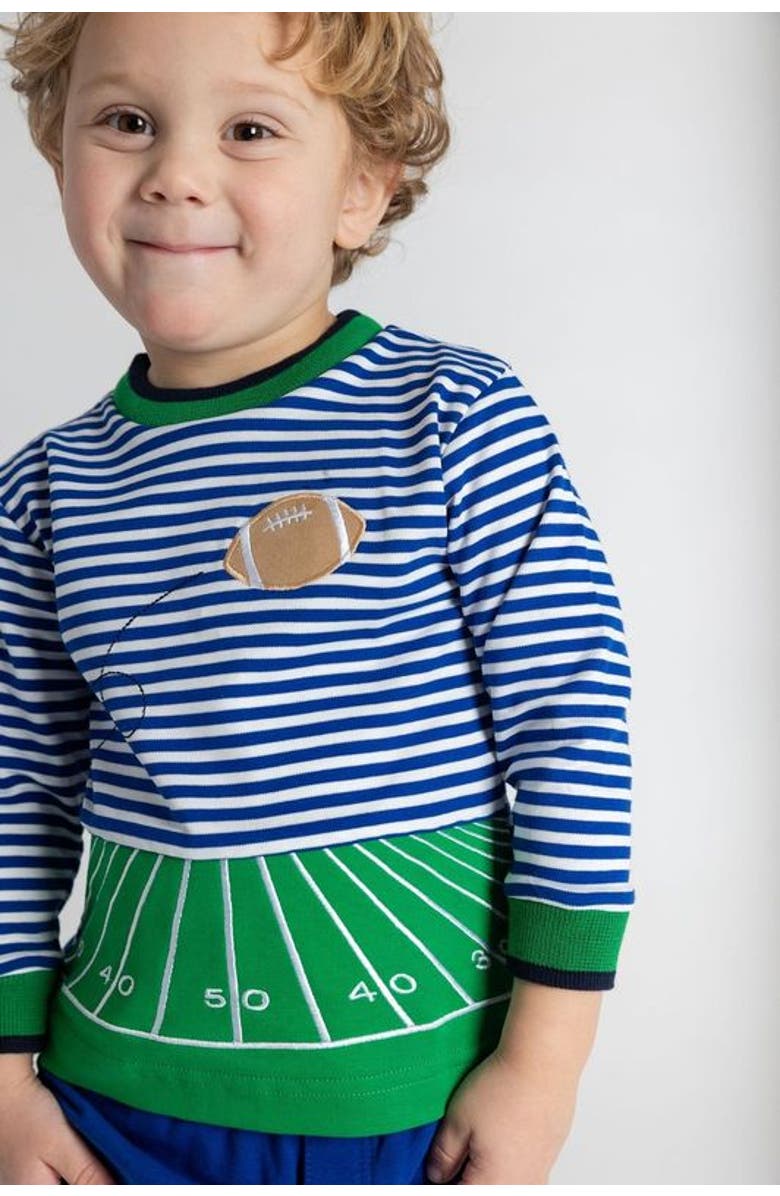 Florence Eiseman Stripe Knit Shirt With Football Field, Alternate, color, Royal Stripe