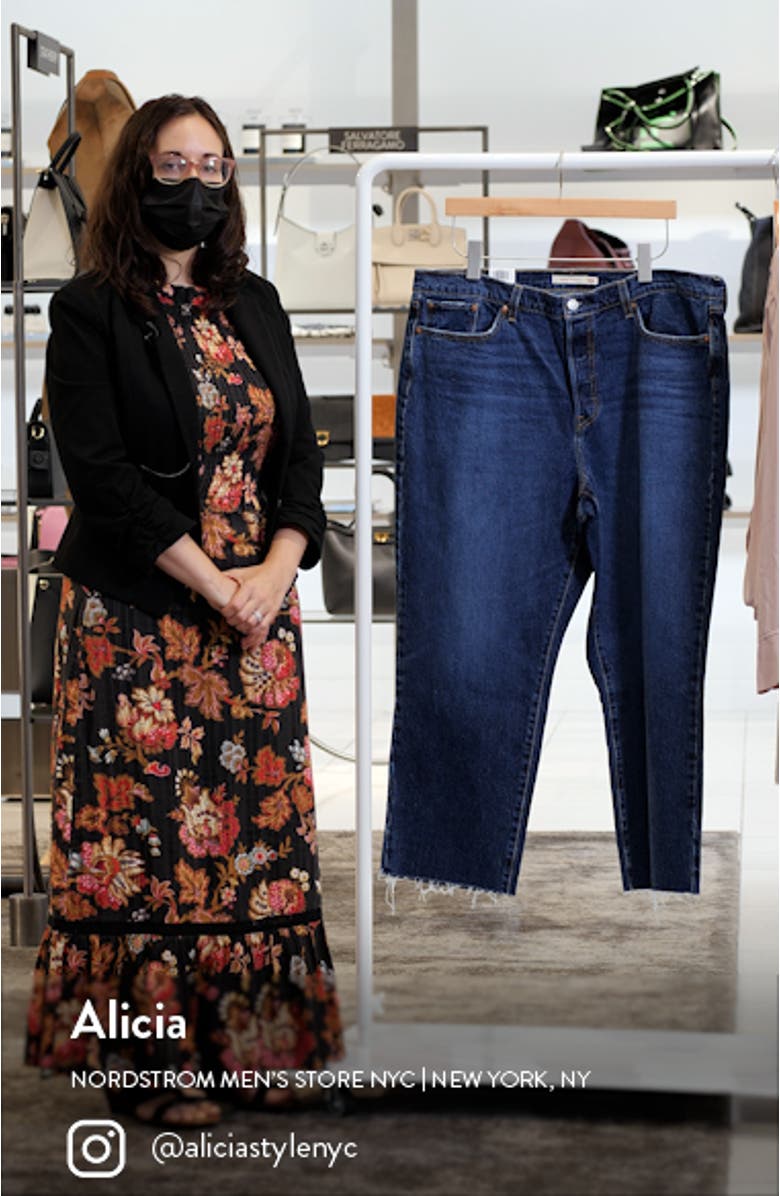 Wedgie High Waist Raw Hem Straight Leg Jeans, sales video thumbnail