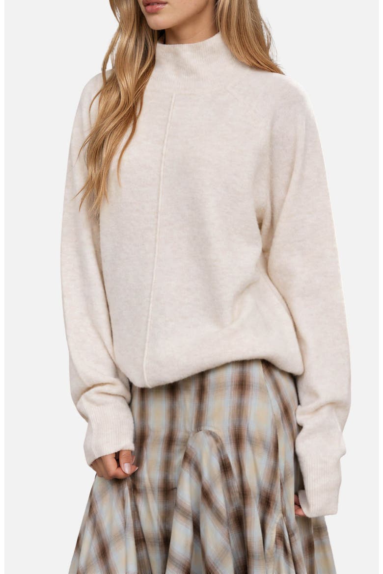 Center Seam Mock Neck Sweater, Alternate, color, OATMEAL