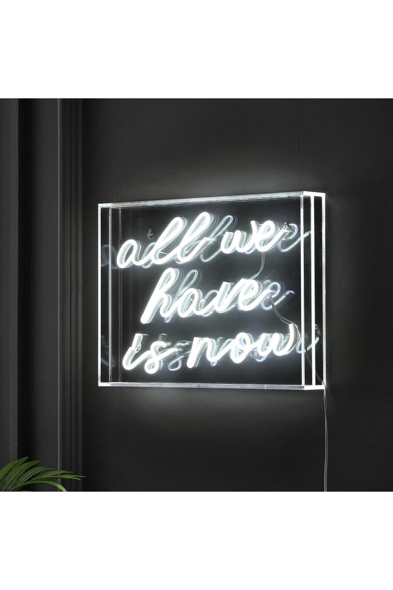All X 10" Contemporary Glam Acrylic Box USB Operated LED Neon Light, Alternate, color, White