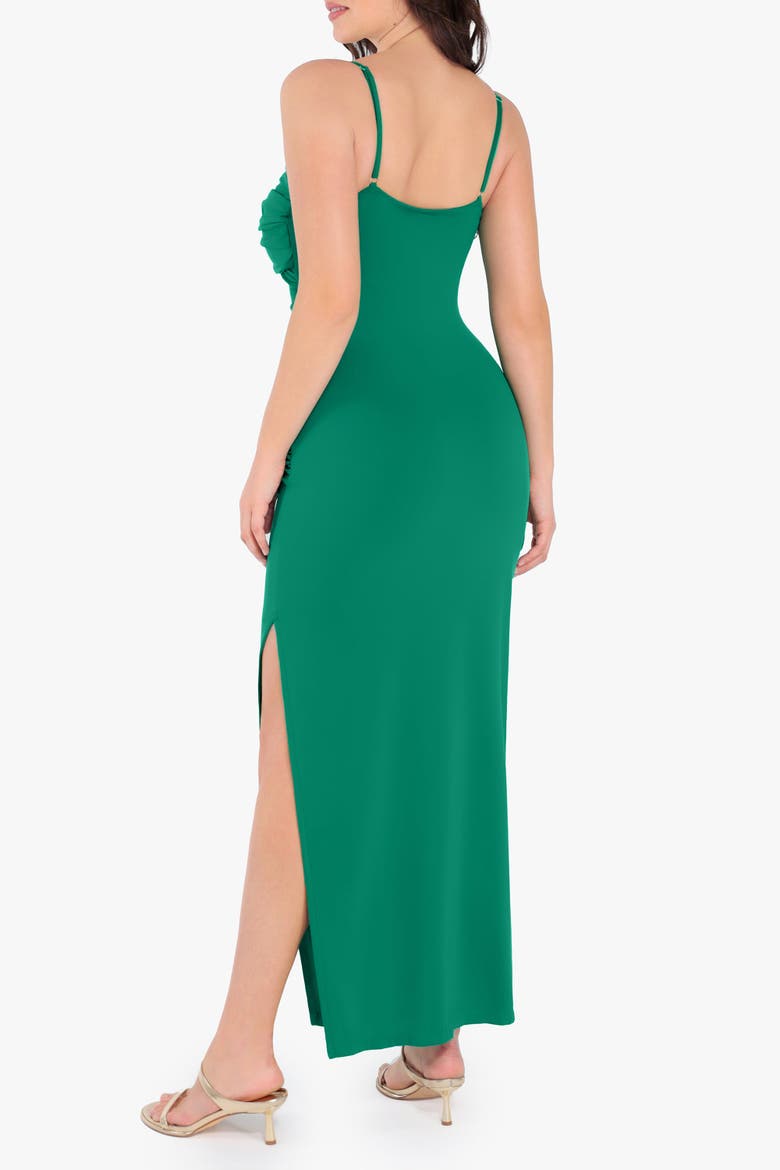 Shapewear Ruched Bias Twist Tummy Control Maxi Dress, Alternate, color, Jade