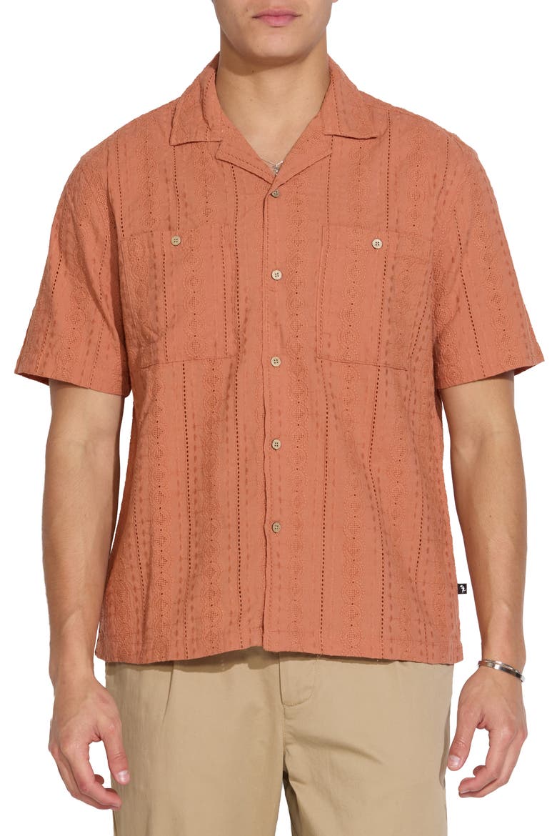 Embroidered Resort Shirt, Main, color, RUST