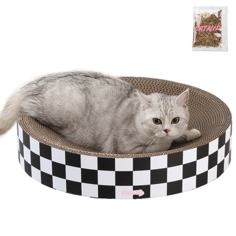 Nelson 20.13" Modern Cardboard Round Bowl Cat Scratcher with Catnip