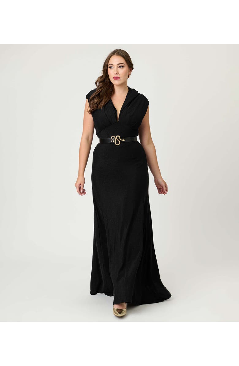 Unique Vintage Hooded Maxi Dress, Alternate, color, Solid Black