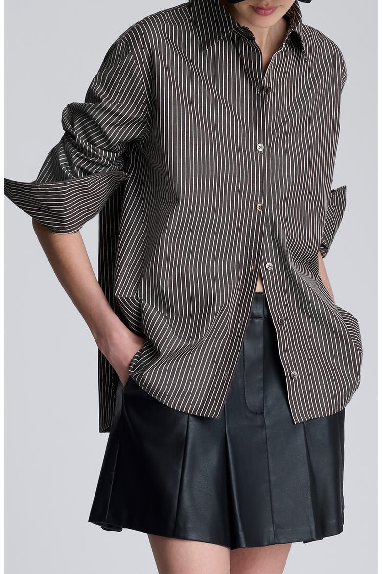 Cotton Boyfriend Shirt, Main, color, SABLE BROWN MULTI