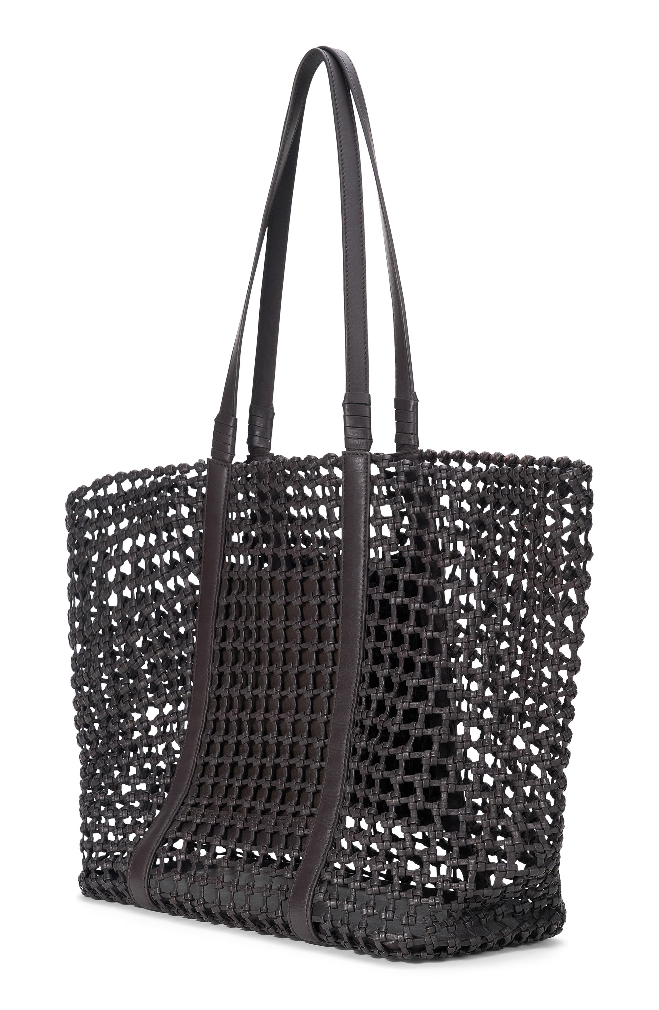 STAUD Getaway Hand Knotted Leather Tote Bag, Alternate, color, Espresso