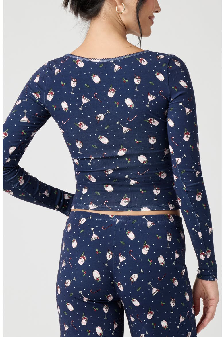 Holidaze Rib Sleep Top, Alternate, color, NAVY HOLIDAY DRINK