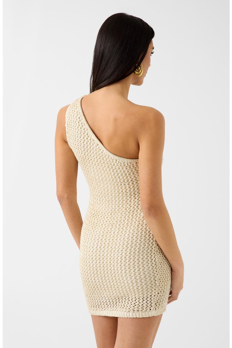 Alicia One-Shoulder Crochet Minidress, Alternate, color, BEIGE