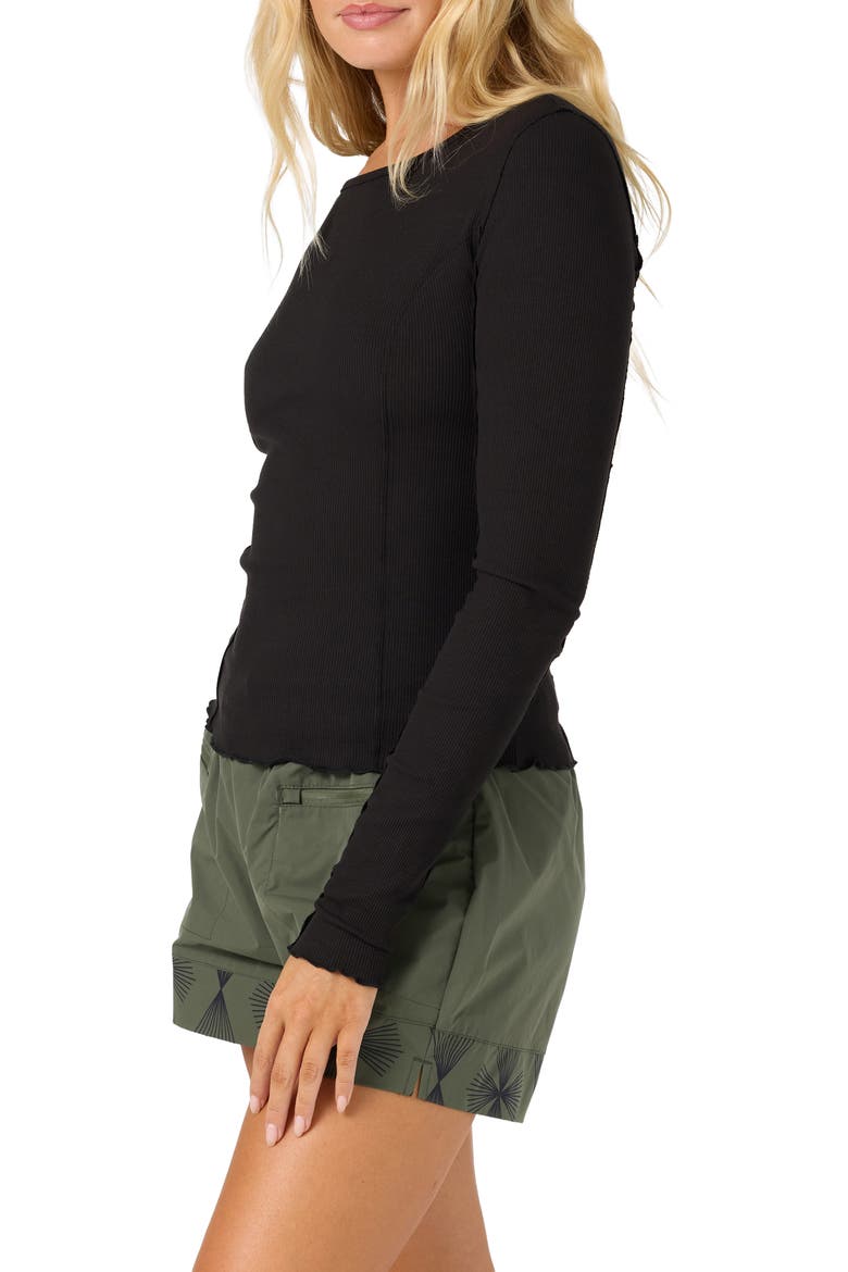 Raina Long Sleeve Rib T-Shirt, Alternate, color, BLACK