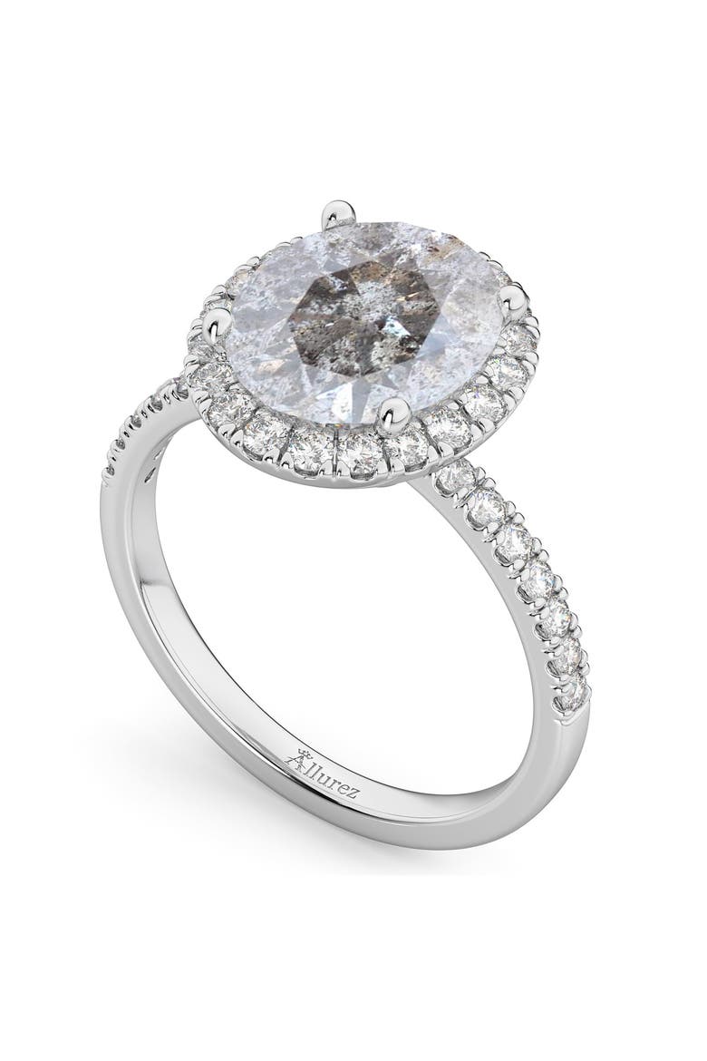 Oval Salt & Pepper Diamond & Diamond Engagement Ring 14K, Alternate, color, 3.51ct/White Gold