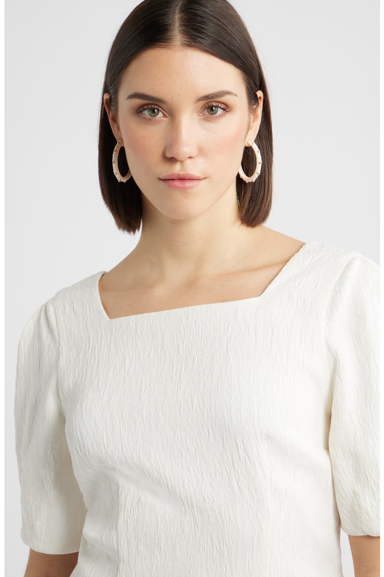 Crystal Accent Raffia Wrapped Hoop Earrings, Alternate, color, IVORY- CLEAR- GOLD