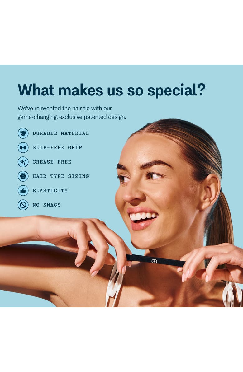 Gimme Beauty Any Fit Hair Bands, Damage Free Hair Ties Made with Seamless Microfiber Elastics, Alternate, color, Black