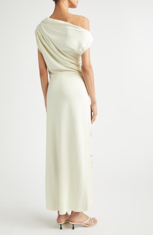 Oscar De La Renta Off-the-shoulder Foxglove Draped Jersey Maxi Dress In Neutral