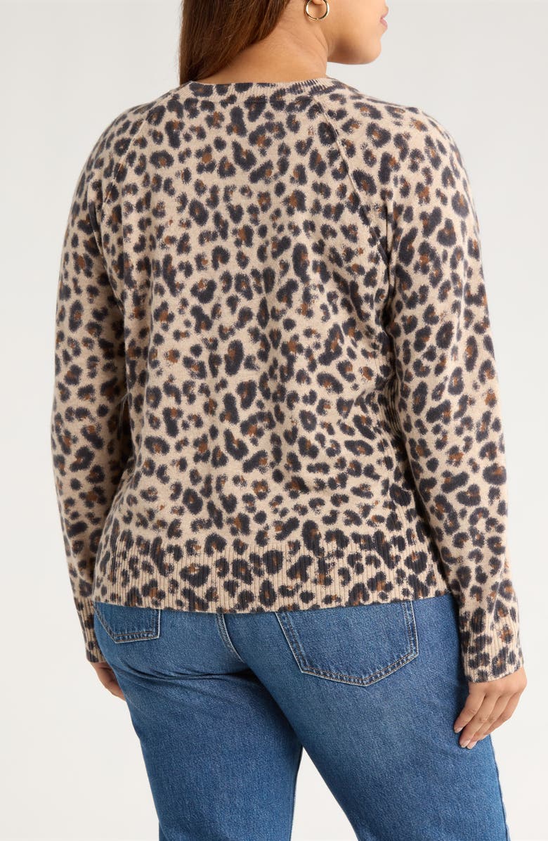 Caslon<sup>®</sup> Leopard Print Raglan Wool & Cashmere Sweater, Alternate, color, Tan- Black Bea Leopard