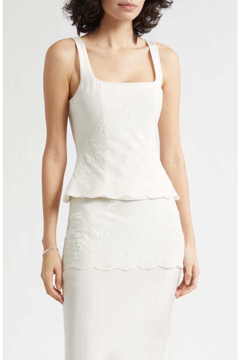 Cove Embroidered Stretch Silk Tank, Main, color, PEARL