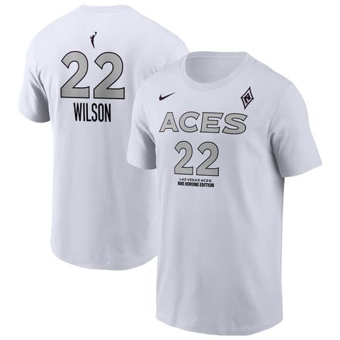 Men's Nike A'ja Wilson White Las Vegas Aces Name & Number Heroine Edition T-Shirt