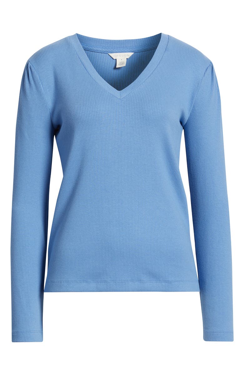 Caslon<sup>®</sup> Long Sleeve Rib T-Shirt, Alternate, color, Blue Sweep