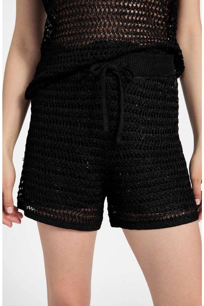 Bella Open Stitch Sweater Shorts, Alternate, color, JET BLACK MULTI