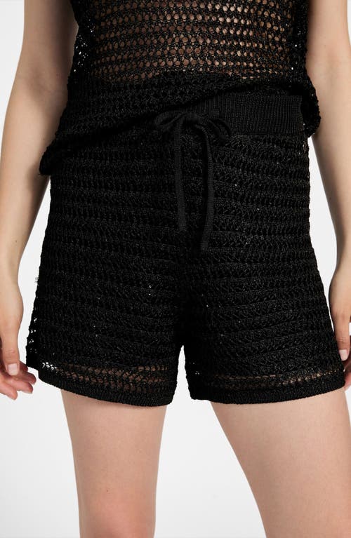 Guess Bella Open Stitch Sweater Shorts In Black